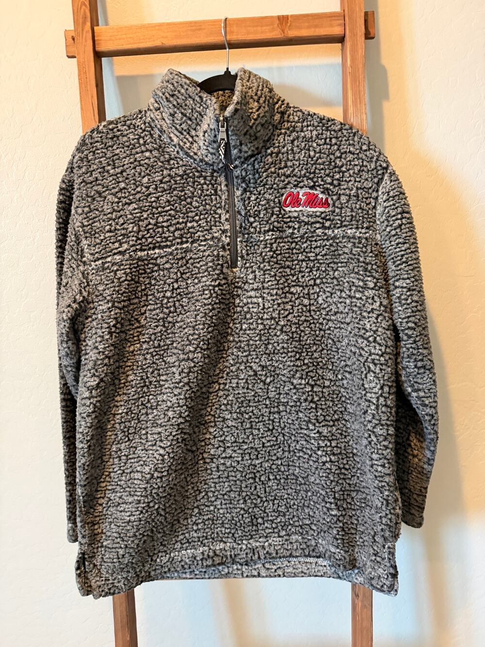 Boxercraft Ole Miss Rebels Gray Sherpa Fleece Quarter Zip Pullover L